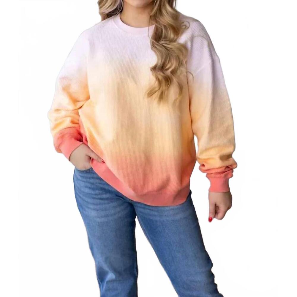 NEW MOON RYDER corded crew neck sweatshirt in sunset ombre